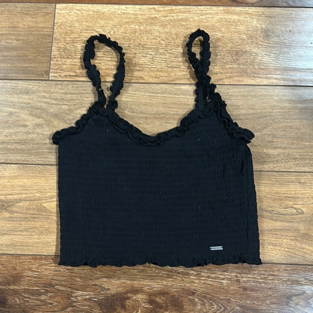 Hollister Black Ribbed Crop Camisole